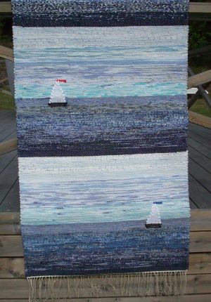 Matta "Segelbåtar" 1,60 m. fransar - Bild 2