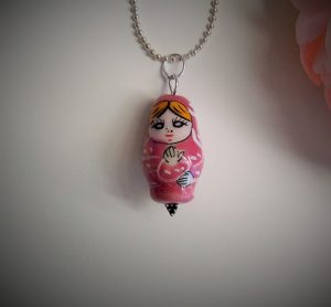 Halsband "Babushka rosa"