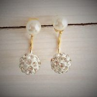 Örhänge "Dubbel pärla-strass" Guld